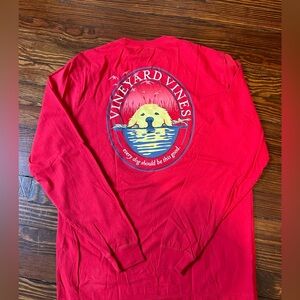 Red Vineyard Vines Golden LS Golden Retreiver T-Shirt